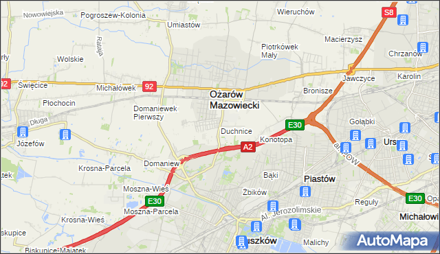 mapa Duchnice, Duchnice na mapie Targeo