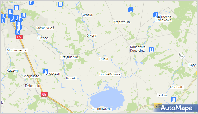 mapa Dudki gmina Mońki, Dudki gmina Mońki na mapie Targeo