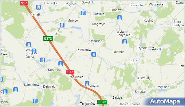 mapa Dudki gmina Trojanów, Dudki gmina Trojanów na mapie Targeo