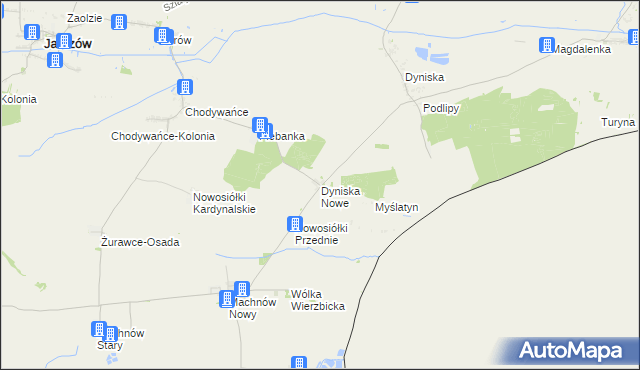 mapa Dyniska Nowe, Dyniska Nowe na mapie Targeo