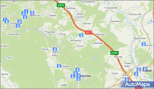 mapa Dyzin, Dyzin na mapie Targeo