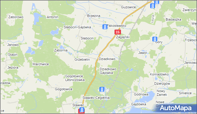 mapa Dziadkowo gmina Cieszków, Dziadkowo gmina Cieszków na mapie Targeo
