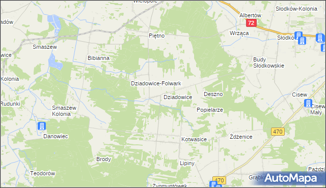 mapa Dziadowice, Dziadowice na mapie Targeo