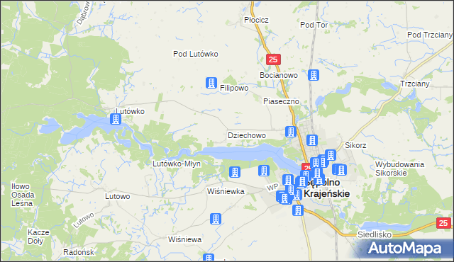 mapa Dziechowo, Dziechowo na mapie Targeo