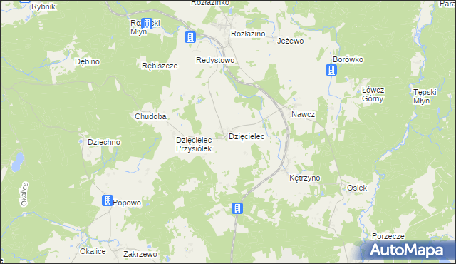 mapa Dzięcielec, Dzięcielec na mapie Targeo