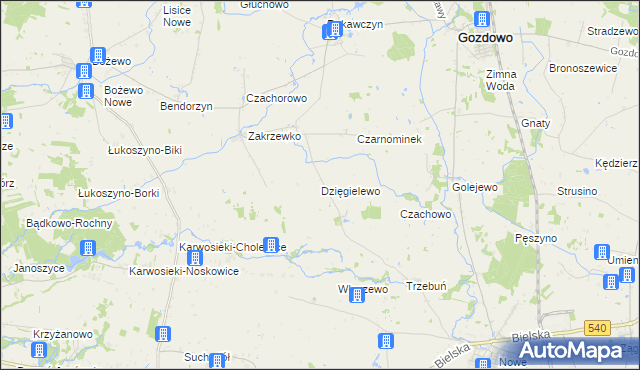 mapa Dzięgielewo, Dzięgielewo na mapie Targeo