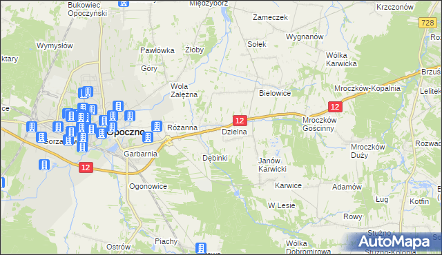 mapa Dzielna gmina Opoczno, Dzielna gmina Opoczno na mapie Targeo
