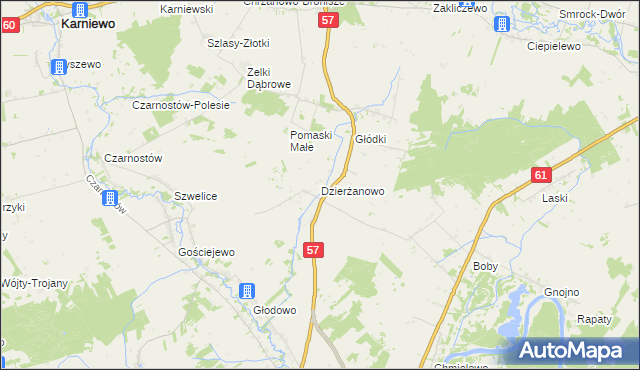 mapa Dzierżanowo gmina Szelków, Dzierżanowo gmina Szelków na mapie Targeo