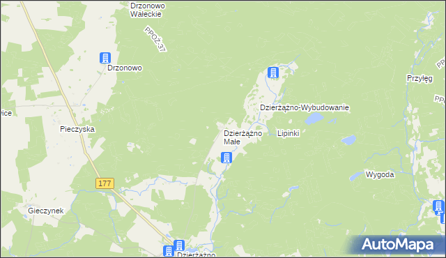 mapa Dzierżążno Małe, Dzierżążno Małe na mapie Targeo