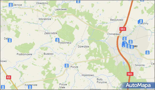 mapa Dzierzbia, Dzierzbia na mapie Targeo