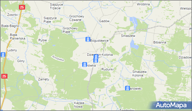 mapa Dzierzbin, Dzierzbin na mapie Targeo