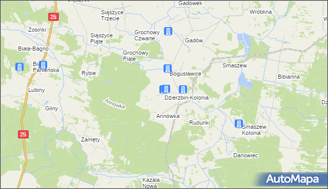 mapa Dzierzbin-Kolonia, Dzierzbin-Kolonia na mapie Targeo