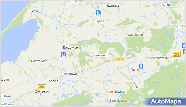 mapa Dzierżęcin, Dzierżęcin na mapie Targeo