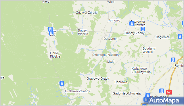 mapa Dzierzęga-Nadbory, Dzierzęga-Nadbory na mapie Targeo