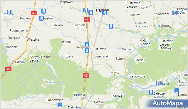 mapa Dzietrzniki, Dzietrzniki na mapie Targeo