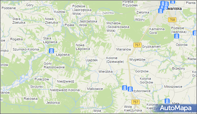 mapa Dziewiątle, Dziewiątle na mapie Targeo