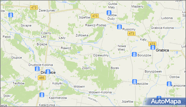 mapa Dziewuliny, Dziewuliny na mapie Targeo