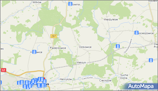 mapa Dzikowice, Dzikowice na mapie Targeo