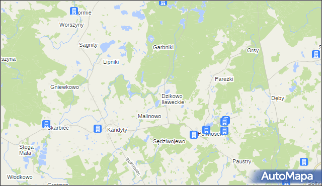 mapa Dzikowo Iławeckie, Dzikowo Iławeckie na mapie Targeo