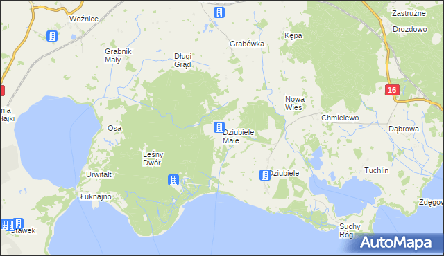mapa Dziubiele Małe, Dziubiele Małe na mapie Targeo