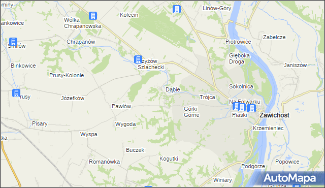 mapa Dziurów gmina Zawichost, Dziurów gmina Zawichost na mapie Targeo