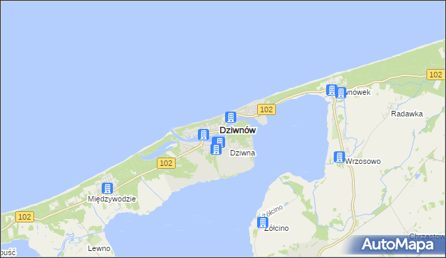 mapa Dziwnów, Dziwnów na mapie Targeo