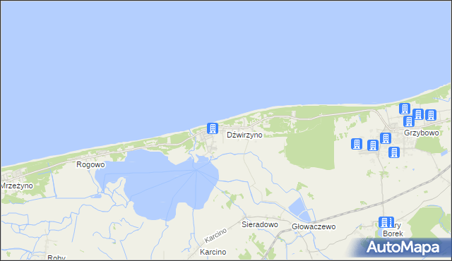 mapa Dźwirzyno, Dźwirzyno na mapie Targeo