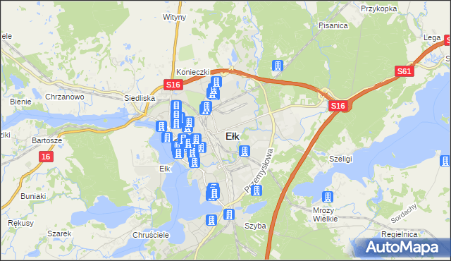 mapa Ełku, Ełk na mapie Targeo
