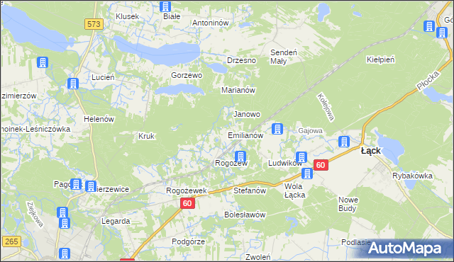 mapa Emilianów gmina Gostynin, Emilianów gmina Gostynin na mapie Targeo