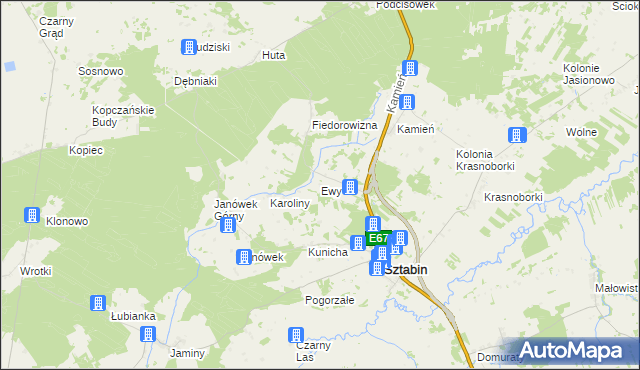 mapa Ewy, Ewy na mapie Targeo