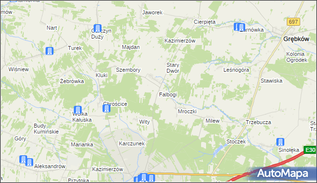 mapa Falbogi, Falbogi na mapie Targeo