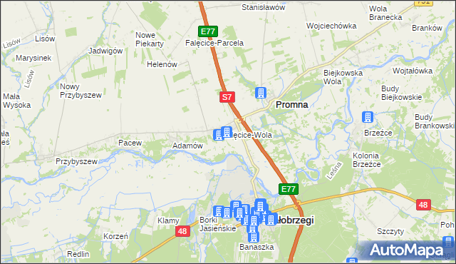 mapa Falęcice, Falęcice na mapie Targeo