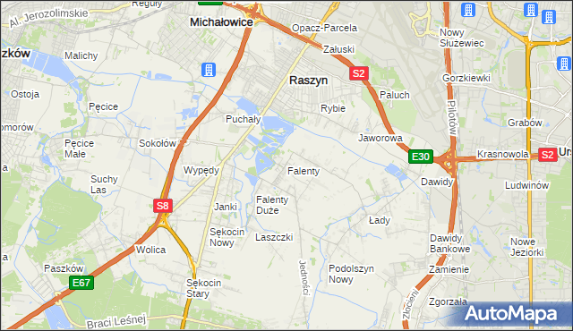 mapa Falenty, Falenty na mapie Targeo