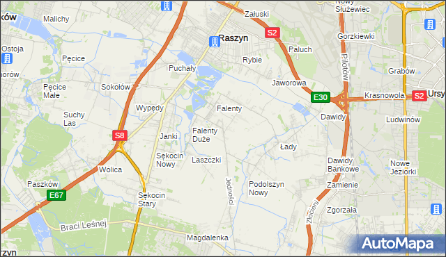 mapa Falenty Nowe, Falenty Nowe na mapie Targeo