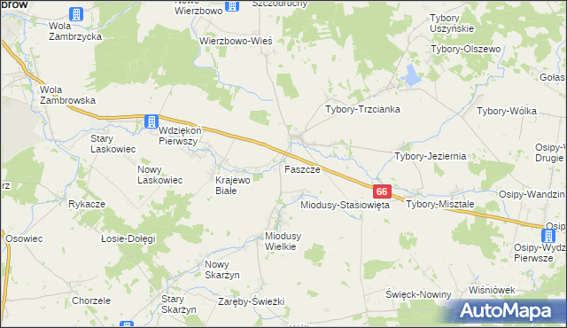 mapa Faszcze gmina Wysokie Mazowieckie, Faszcze gmina Wysokie Mazowieckie na mapie Targeo