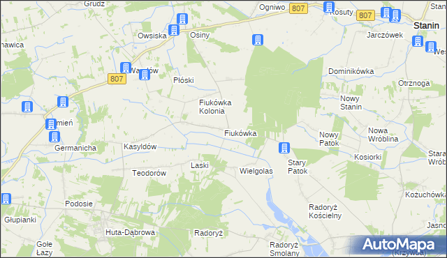 mapa Fiukówka gmina Krzywda, Fiukówka gmina Krzywda na mapie Targeo