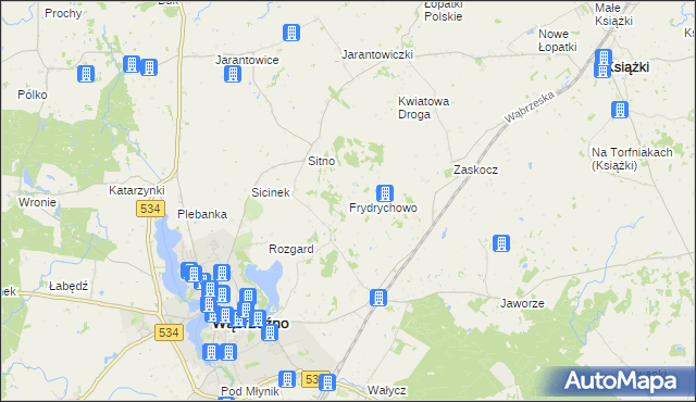 mapa Frydrychowo gmina Ryńsk, Frydrychowo gmina Ryńsk na mapie Targeo