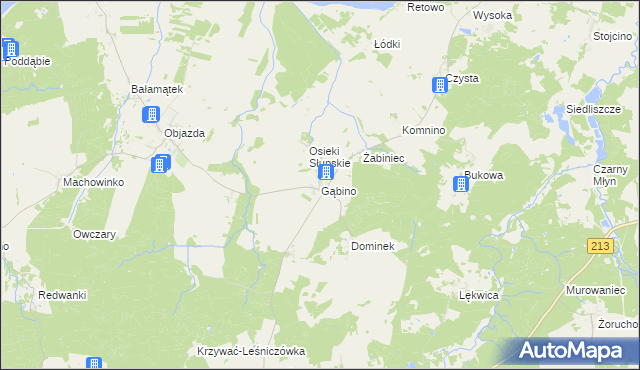 mapa Gąbino, Gąbino na mapie Targeo