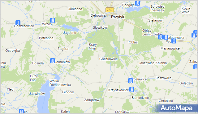 mapa Gaczkowice, Gaczkowice na mapie Targeo