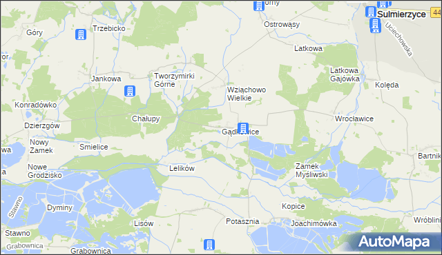 mapa Gądkowice, Gądkowice na mapie Targeo