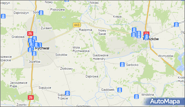 mapa Gadowskie Holendry, Gadowskie Holendry na mapie Targeo