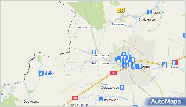 mapa Gadzowice, Gadzowice na mapie Targeo