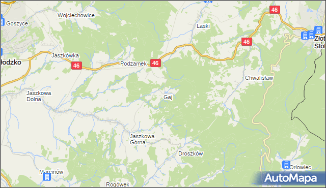 mapa Gaj gmina Kłodzko, Gaj gmina Kłodzko na mapie Targeo