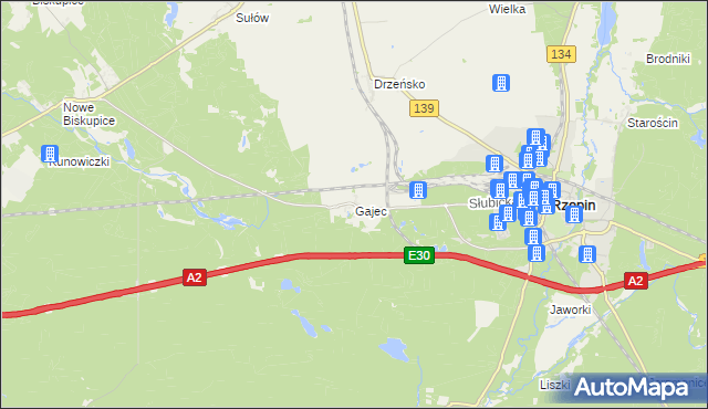 mapa Gajec, Gajec na mapie Targeo