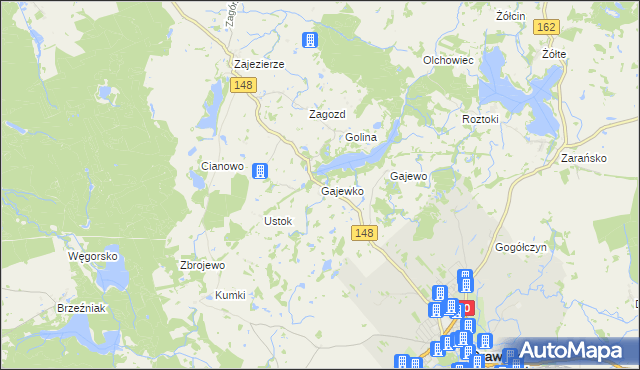 mapa Gajewko, Gajewko na mapie Targeo