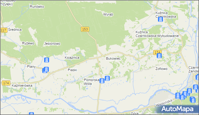 mapa Gajewo gmina Czarnków, Gajewo gmina Czarnków na mapie Targeo
