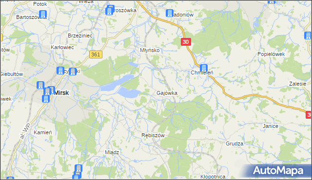 mapa Gajówka gmina Mirsk, Gajówka gmina Mirsk na mapie Targeo