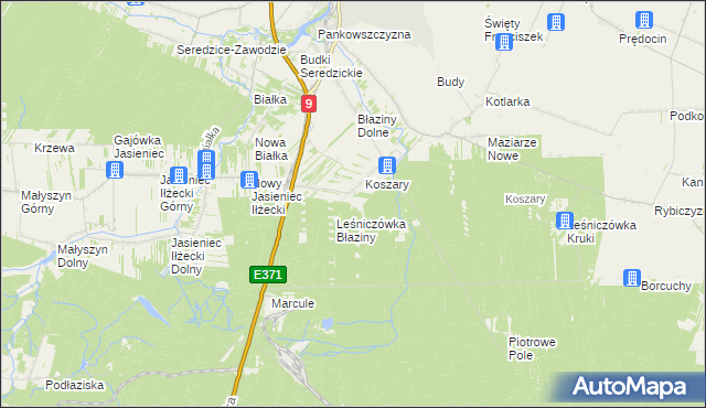 mapa Gajówka Maziarze k/Koszary, Gajówka Maziarze k/Koszary na mapie Targeo