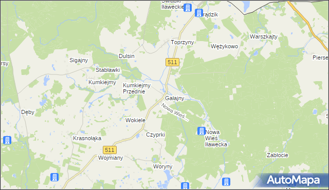 mapa Gałajny, Gałajny na mapie Targeo