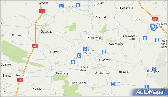 mapa Gałązki Wielkie, Gałązki Wielkie na mapie Targeo